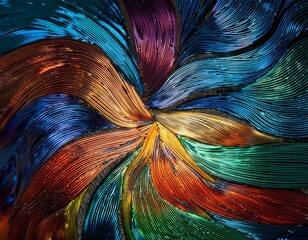 artistic representation of surreal eyeliner patterns with shimmering finishes and bold colors