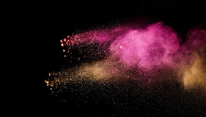 pink and gold dust on a black background a place to copy