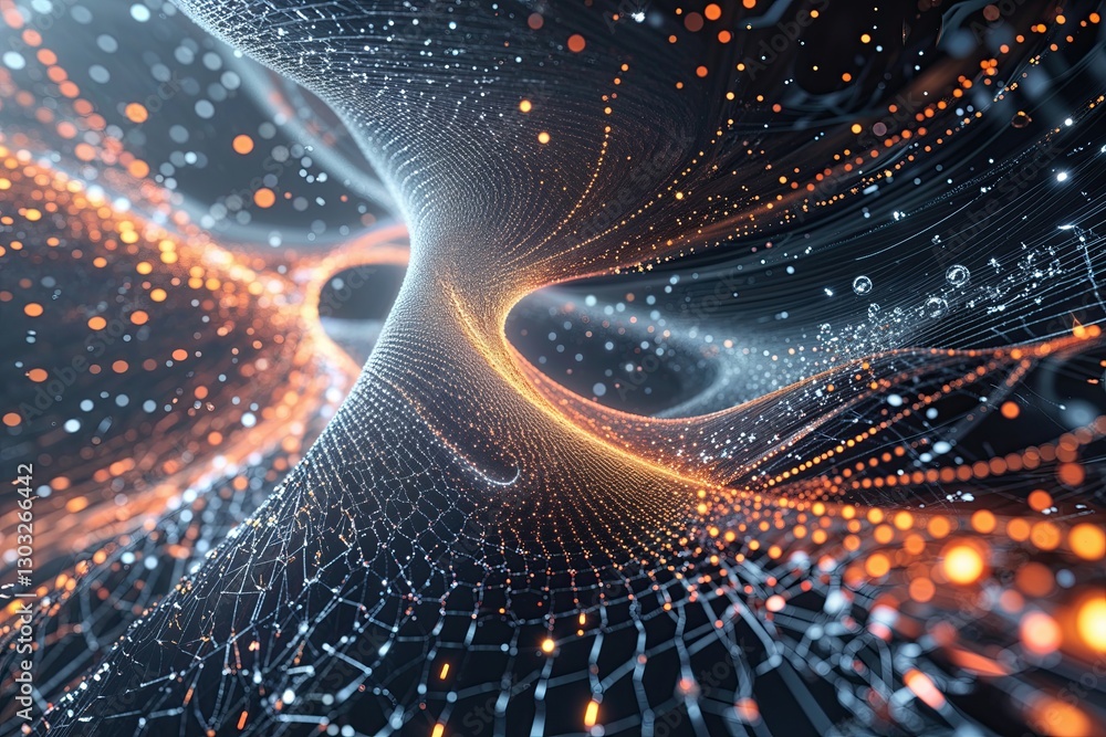 Wall mural mesmerizing technology mesh background featuring swirling abstract particles and dynamic textures