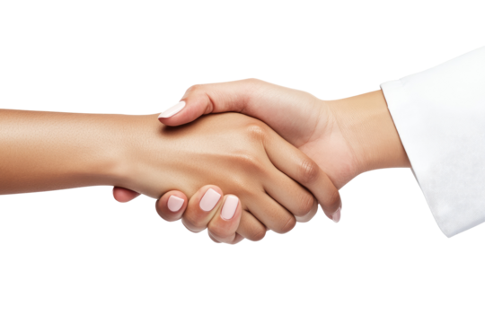 A reassuring handshake on transparent background