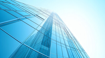 Modern Skyscraper Exterior With Light Blue Glass Panels