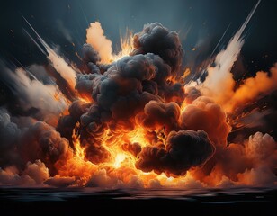 explosion border with dark smoke creating a dramatic impactful effect
