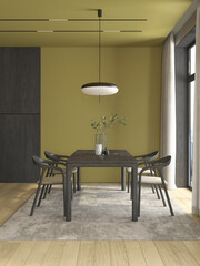 Modern style conceptual interior room 3d illustration