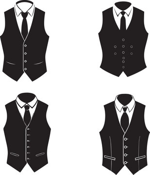 Silhouette of Classic Formal Vest  with black tye