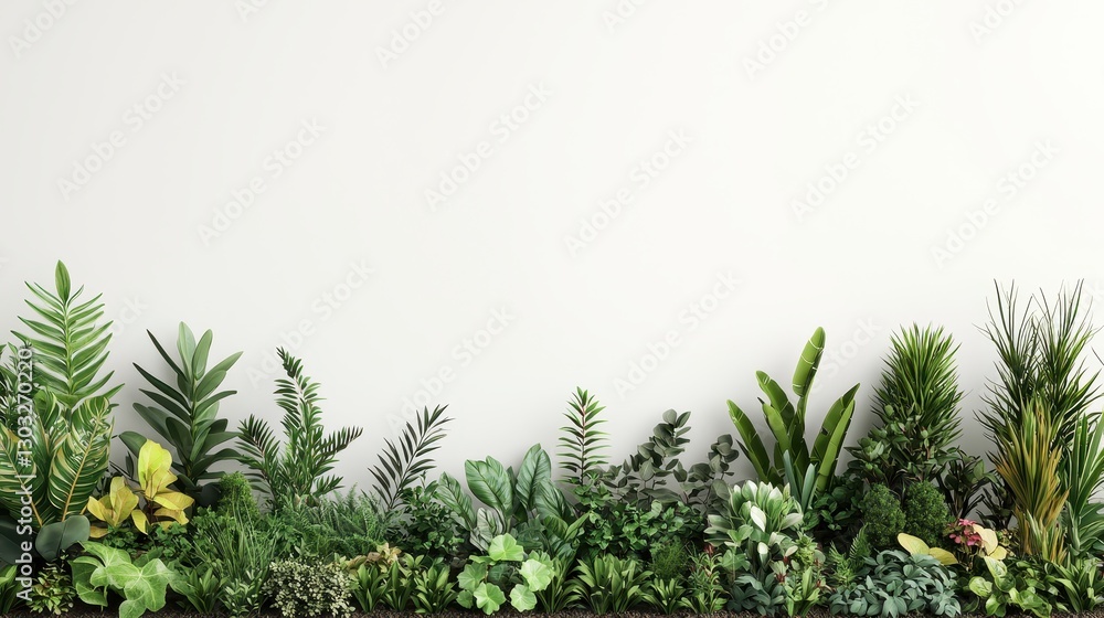 Poster neat arrangement of various plants in a community garden setting with simple background