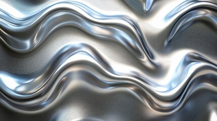 Fototapeta premium Abstract silver liquid metal wavy texture.