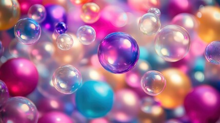 Colorful bubbles floating. vibrant spheres and orbs, translucent, abstract, dreamy