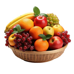 Fruit Basket isolated on transparent background, PNG