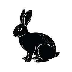 Rabbit Silhouette Vector Art Illustration and Rabbit Minimalist Black Color Design