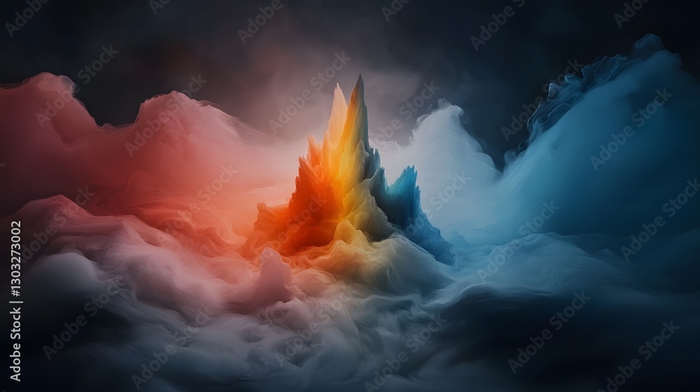 Aufkleber ethereal abstract landscape with fractal energy fields luminous prismatic formations iridescent crys