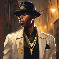 Black Man Anime, Black Anime Art, Black Anime Character, Alpha Phi Alpha, Fraternity, 1906, Classic Man, Black Culture, Man Wearing Gold Chain, Mob Boss, Mafia Boss, Mafia Don, Boss Man, African Man