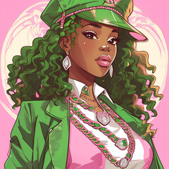 Beautiful African American, Mafia Boss, Don, African American Art, Pretty in Pink, Beautiful Black Woman Art, Anime, Black Anime Character, NPHC Art, Divine 9, Greek Member, Alpha Kappa Alpha Sorority
