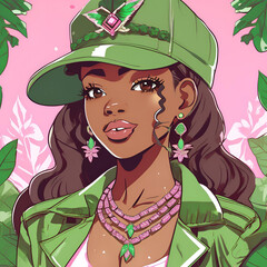 Beautiful African American, Mafia Boss, Don, African American Art, Pretty in Pink, Beautiful Black Woman Art, Anime, Black Anime Character, NPHC Art, Divine 9, Greek Member, Alpha Kappa Alpha Sorority