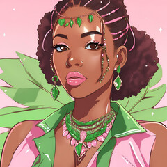Beautiful African American, Mafia Boss, Don, African American Art, Pretty in Pink, Beautiful Black Woman Art, Anime, Black Anime Character, NPHC Art, Divine 9, Greek Member, Alpha Kappa Alpha Sorority