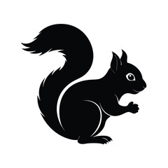 Squirrel Silhouette Vector | Minimalist Black Squirrel Art Illustration