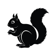 Squirrel Silhouette Vector | Minimalist Black Squirrel Art Illustration