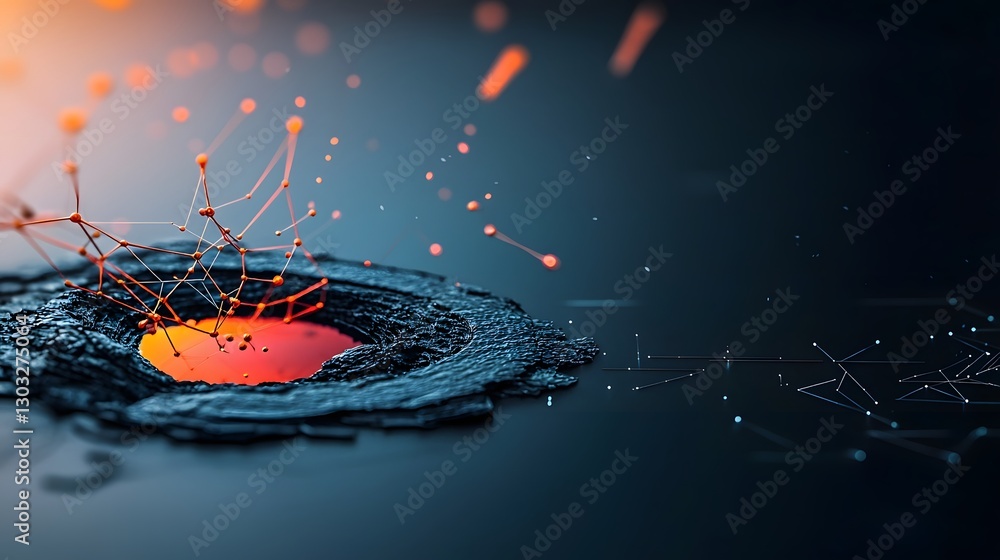 Poster cutting edge digital background with luminescent neural network patterns for futuristic tech process