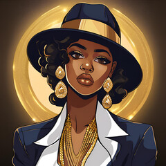 Beautiful African American, Mafia Boss, Don, Gangster, African American Art, Beautiful Black Woman Art, Anime, Black Anime Character, NPHC Art, Divine 9, Greek Member, Sigma Gamma Rho
