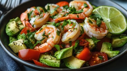 Delightful zesty lime shrimp and avocado salad perfect for sunny daytime gatherings with friends and family