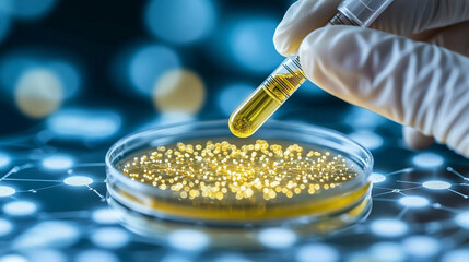 AI-driven pharmaceutical research platform analyzing vast datasets to discover new drug candidates, accelerating drug development with minute infographic scrutiny of AI in future drug discovery.
