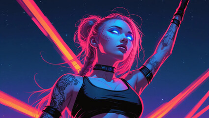 Cyberpunk Rebel in Neon Lights