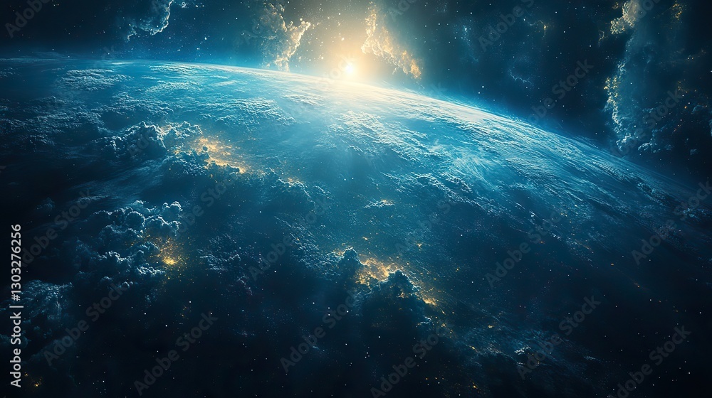 Poster in the beginning god created the heavens and the earth genesis 1 1 abstract background with space fo