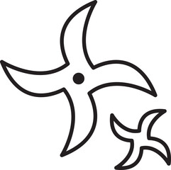 Ninja stars illustration line icon
