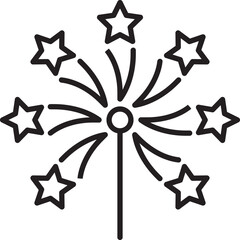 Firework with star-shaped bursts line icon