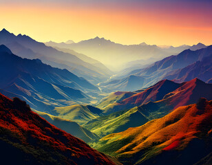 sunset in the mountains