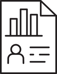 Document with chart and user details line icon