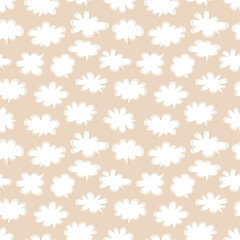 Seamless pattern, speech bubbles, beige background, dotted line