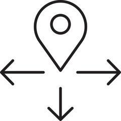 Location pin with directional arrows icon line icon