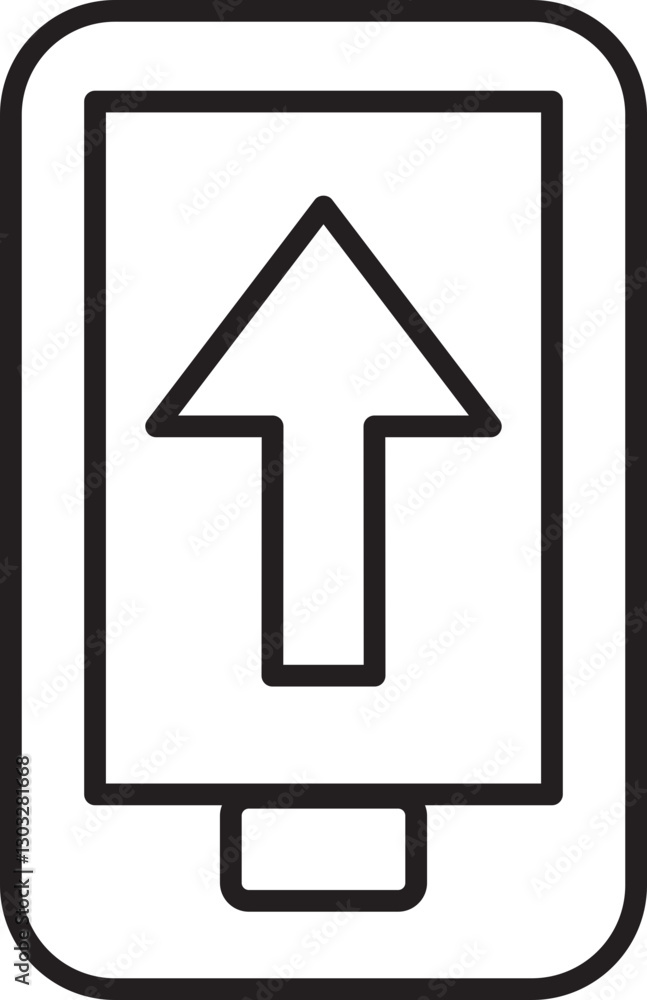 Poster mobile phone with upload arrow icon line icon