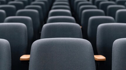 Obraz premium Rows of empty chairs in a conference room, showcasing a sense of anticipation and readiness for an upcoming meeting or event.