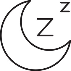 Sleep symbol with crescent moon and Z's line icon