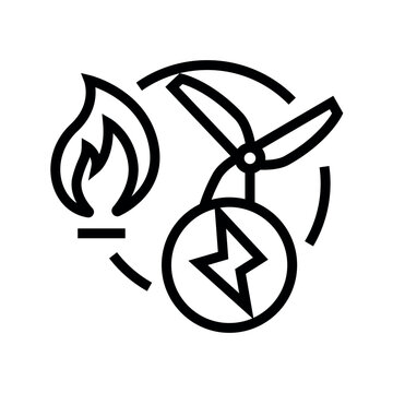 Power-to-Gas black line icon for digital and print projects.  Minimal clean icons for apps and websites.