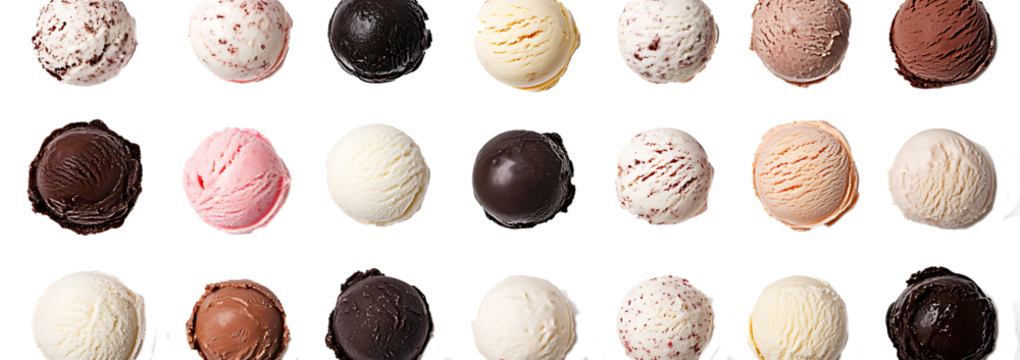  set of ice cream  ball  scoops  isolated on transparent background.PNG