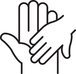 Hands holding a heart shape line icon