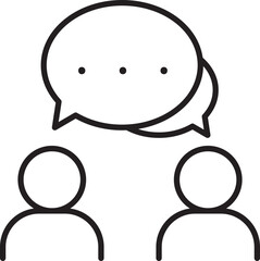 Two people in conversation with speech bubbles line icon