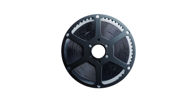 Vintage cinema film reel on black background