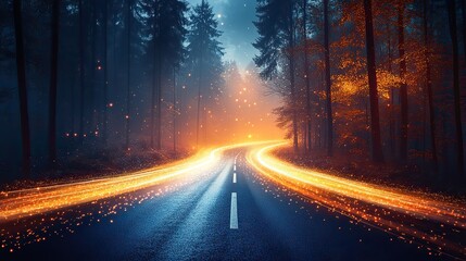 Fototapeta premium light trails on the road