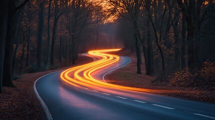 Fototapeta premium light trails on the road
