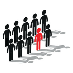 Stick figures 1 person out of 10. Public minority