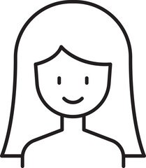 Minimalistic line art of a smiling woman line icon