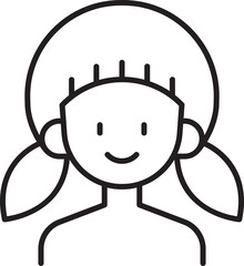 Simple line drawing of a happy girl. line icon