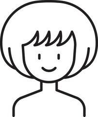Minimalist cartoon character smiling line icon