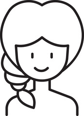 Obraz premium Line art of a smiling woman with braided hair line icon