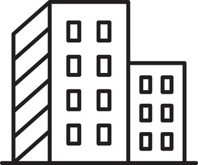 Buildings in a simple urban design line icon
