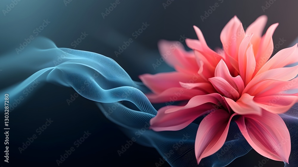 Poster a lab grown flower with petals displaying holographic data patterns showcasing the convergence of na