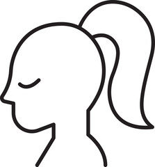 Profile of a woman with ponytail line icon